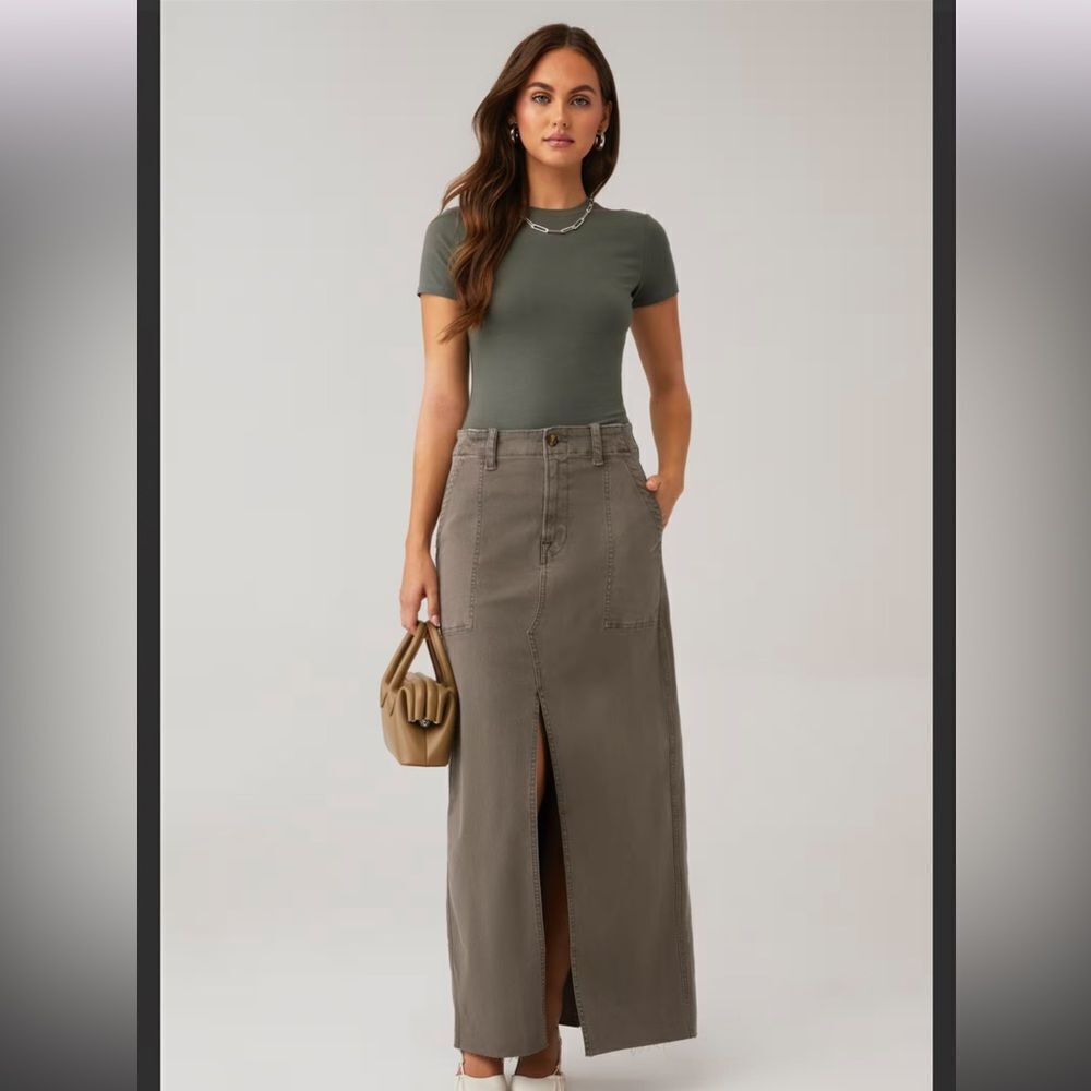 NWT Favorite Daughter Women's The Sadie Utility Skirt in Kalamata Green Size 25 - Picture 4 of 9